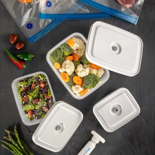 Set de recipiente de stocare vidate cu 6 piese și pompă