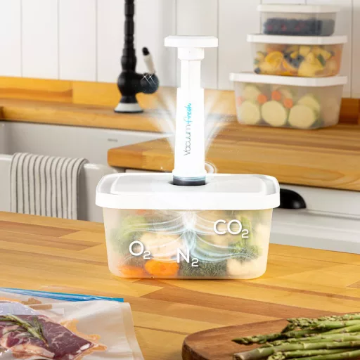 Set de recipiente de stocare vidate cu 6 piese și pompă