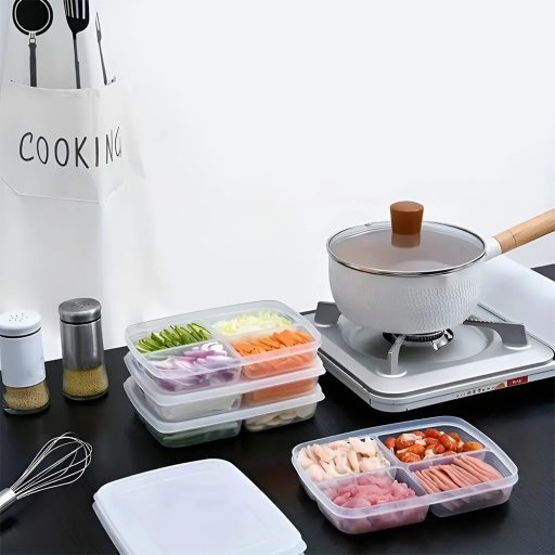 Set de cutii de depozitare pentru alimente cu 4 compartimente, 12 bucăți