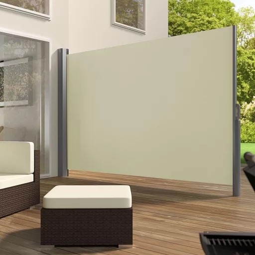 Paravan solar retractabil-bej-simplu