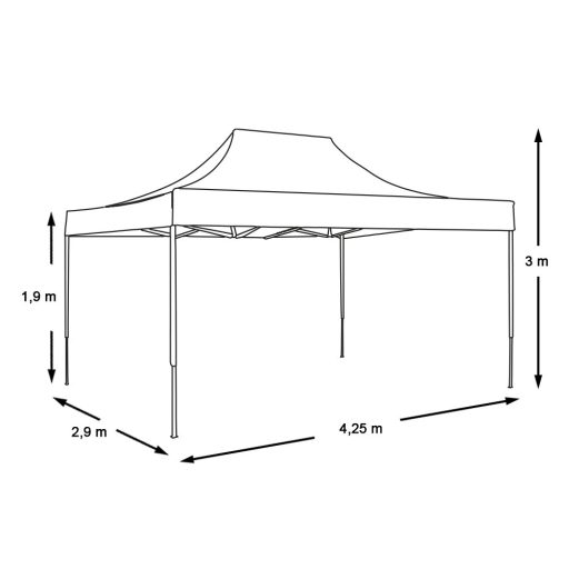 Pavilion pliant 2,9x4,25m-alb