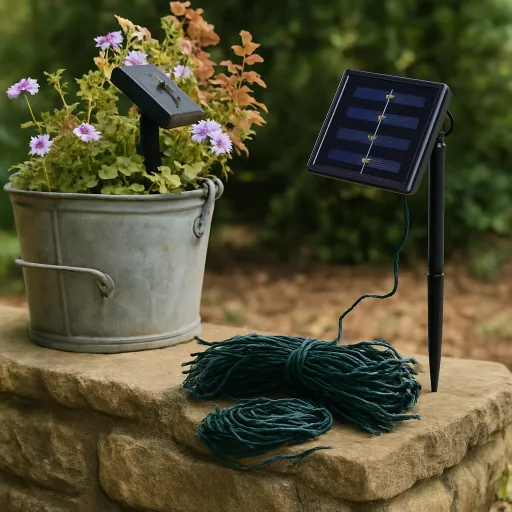 Ghirlanda luminoasa solara pentru gradina cu 100 LED, alb-cald, 10m