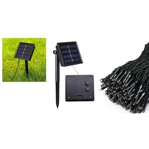 Ghirlanda luminoasa solara pentru gradina cu 100 LED, alb-cald, 10m