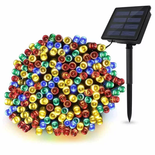 Ghirlanda luminoasa solara pentru gradina cu 100 LED, multicolor, 10m