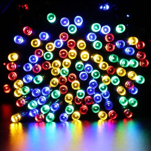 Ghirlanda luminoasa solara pentru gradina cu 100 LED, multicolor, 20m