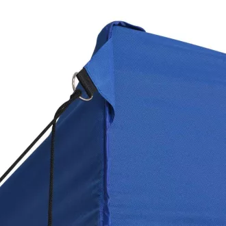 Pavilion pliant 2,9x2,9m-albastru, cu pereti laterali