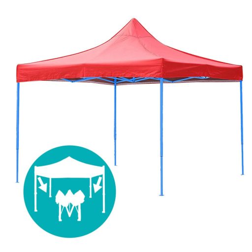 Pavilion pliant 2,9x2,9m-rosu, cu pereti laterali