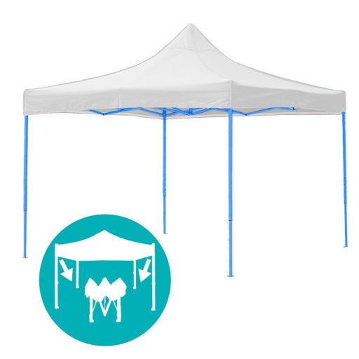 Pavilion pliant 2,9x2,9m-alb, cu pereti laterali