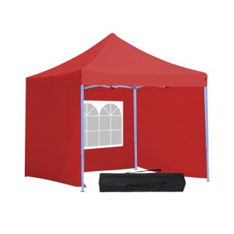 Pavilion rosu 2,9m cu pereti laterali si geanta de transport