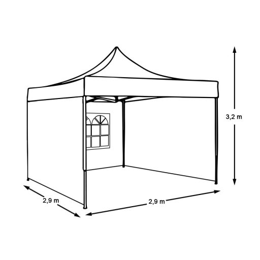 Pavilion alb 2,9m cu pereti laterali si geantă de transport