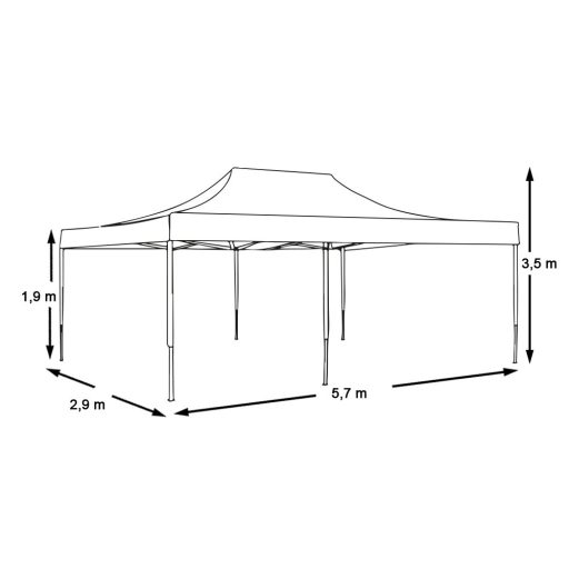 Pavilion pliant 2,9x5,7m-alb, cu geanta de transport