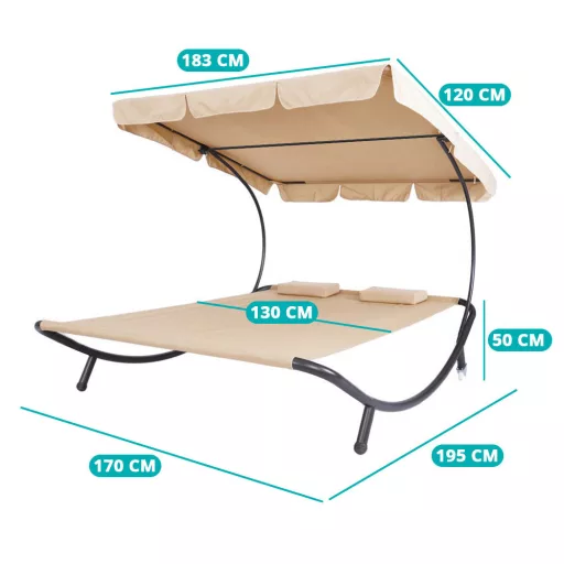 Sezlong dublu cu parasolar