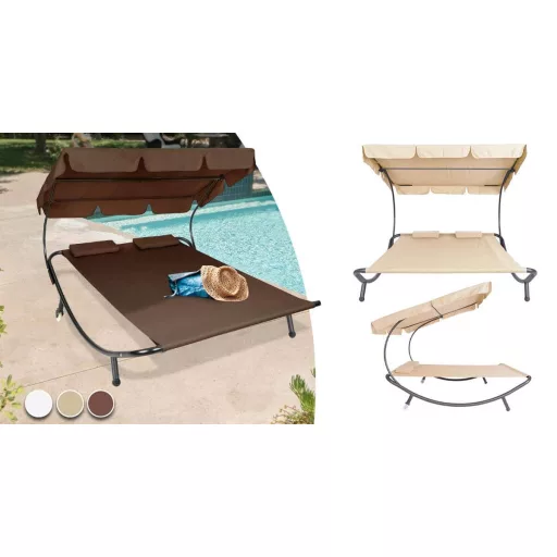 Sezlong dublu cu parasolar