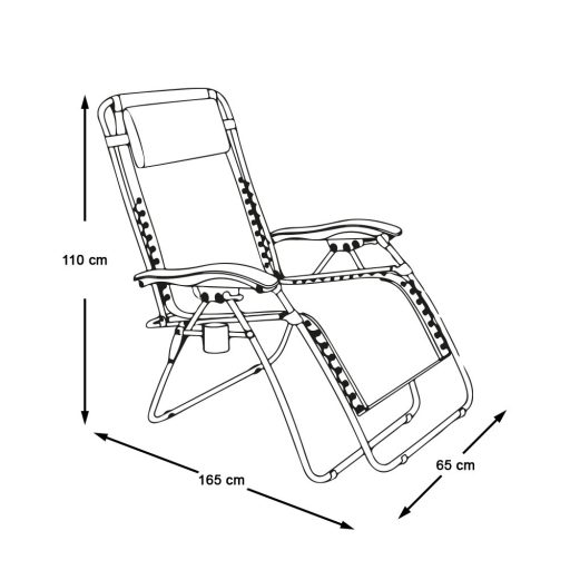 Scaun de gradina gravitatie zero cu suport pentru pahar, 2 buc-bej