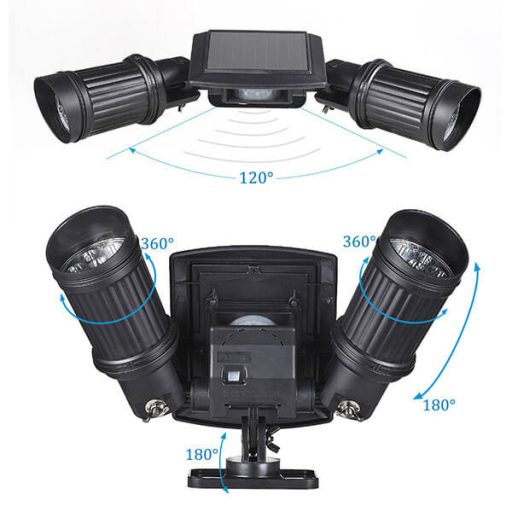 Lampa dubla cu baterie solara, cu senzor de miscare