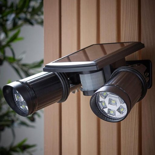 Lampa dubla cu baterie solara, cu senzor de miscare