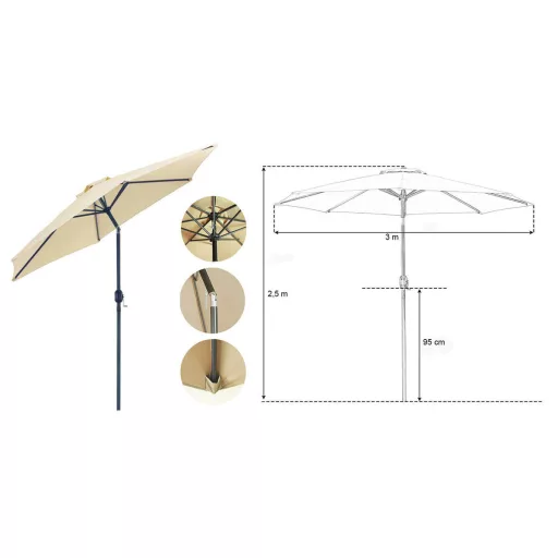 Umbrela de gradina extra mare, inclinabila