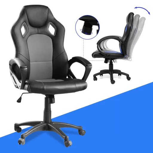 Scaun gamer Basic cu spatar color, Gri