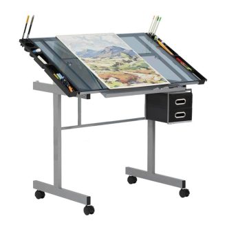 Masa pentru desen tehnic cu planseta din sticla