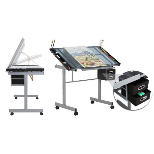 Masa pentru desen tehnic cu planseta din sticla