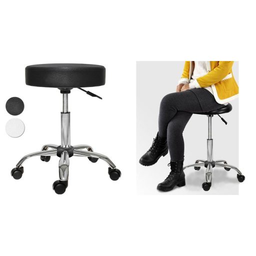 Scaun de cosmetica cu roti, inaltime reglabila-negru