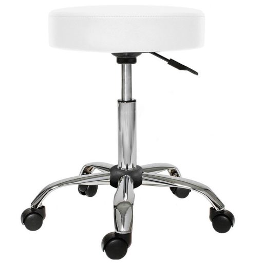 Scaun de cosmetica cu roti, inaltime reglabila-alb