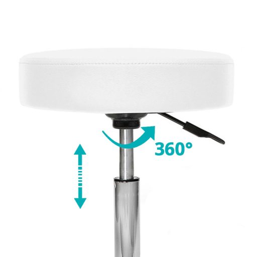 Scaun de cosmetica cu roti, inaltime reglabila-alb