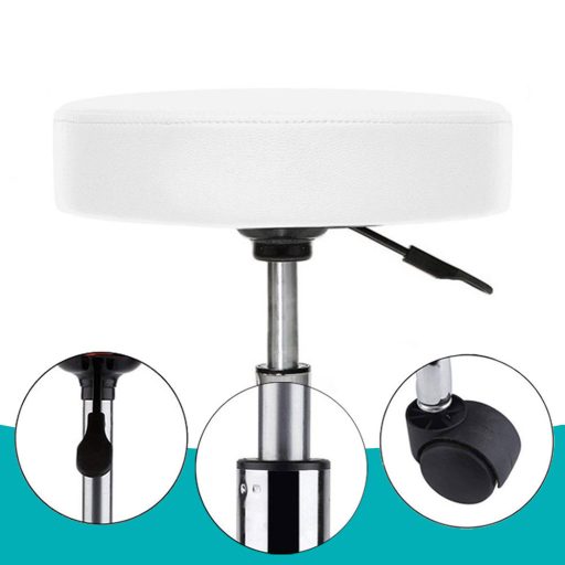 Scaun de cosmetica cu roti, inaltime reglabila-alb