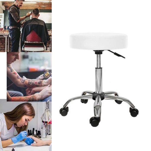 Scaun de cosmetica cu roti, inaltime reglabila-alb