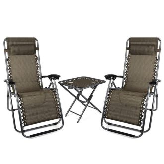 2 buc. scaun gravitatie zero pentru gradina cu masuta