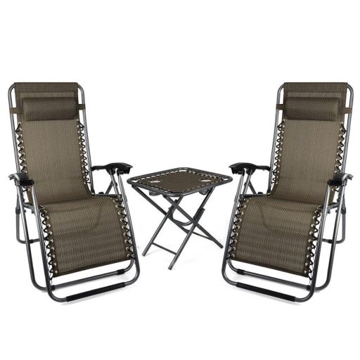 2 buc. scaun gravitatie zero pentru gradina cu masuta