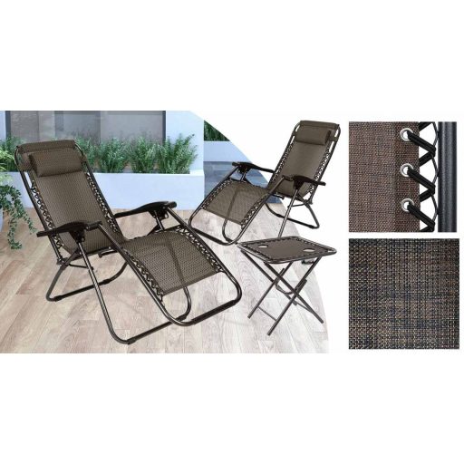 2 buc. scaun gravitatie zero pentru gradina cu masuta