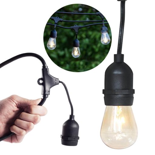 Ghirlanda luminoasa decorativa impermeabila, cu 15 becuri LED soclu E27, 14,6 m, alb cald