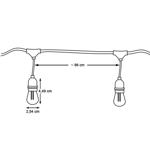 Ghirlanda luminoasa decorativa impermeabila, cu 15 becuri LED soclu E27, 14,6 m, alb cald
