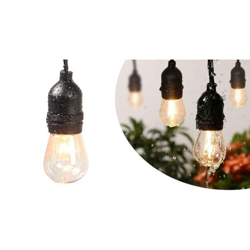 Ghirlanda luminoasa decorativa impermeabila, cu 15 becuri LED soclu E27, 14,6 m, alb cald