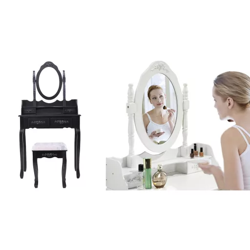 Masuta de toaleta Rome cu taburet-negru