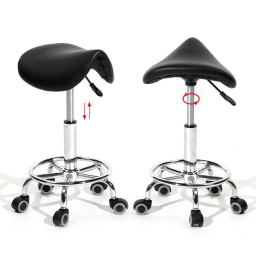 Scaun de cosmetica tip sa cu roti-negru