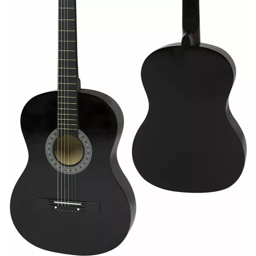 Set chitara acustica pentru incepatori, cu tuner cadou-negru