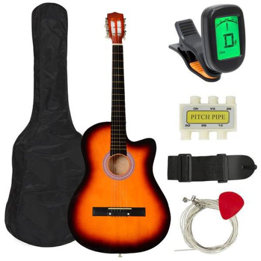 Set chitara acustica pentru incepatori, cu tuner cadou, in 2 culori