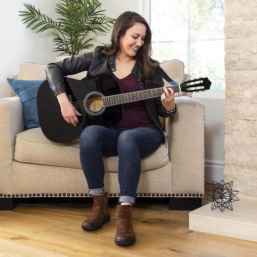 Set chitara acustica pentru incepatori, cu tuner cadou, in 2 culori