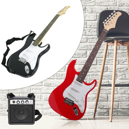 Set de chitara electrica pentru incepatori, cu amplificator cadou-negru