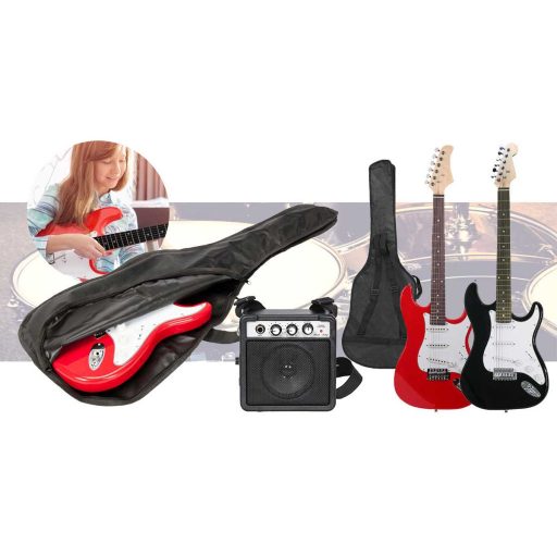 Set de chitara electrica pentru incepatori, cu amplificator cadou-negru