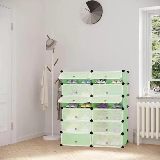 Dulap tip pantofar modular din plastic, verde