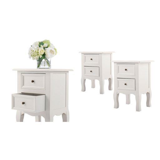 Set de 2 noptiere, alb