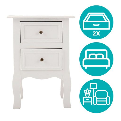 Set de 2 noptiere, alb