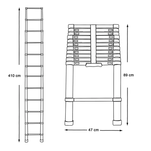 Scara telescopica din aluminiu, 3 lungimi