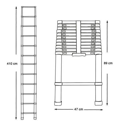 Scara telescopica din aluminiu, 3 lungimi-4,1 metri