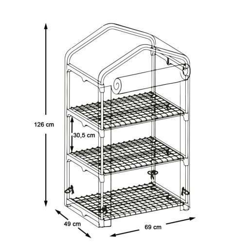 Mini sera cu structura din metal