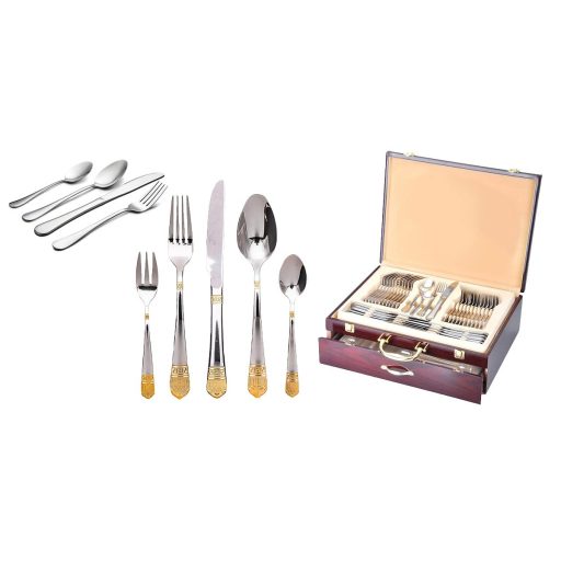 Set tacamuri 84 piese-argintiu/auriu