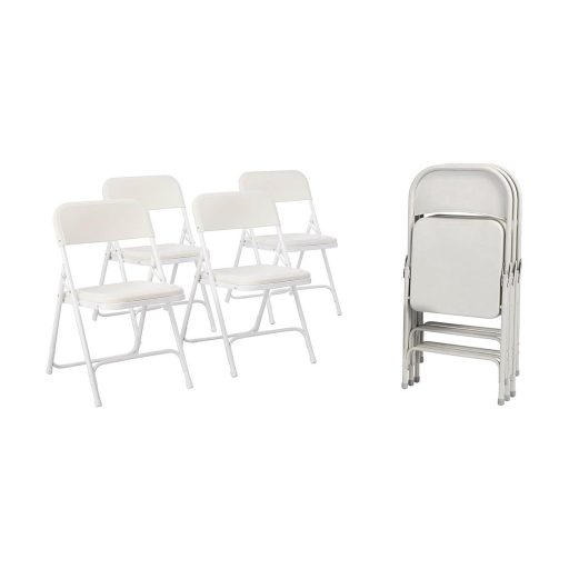 4 buc scaune pliabile si captusite in culoarea alba